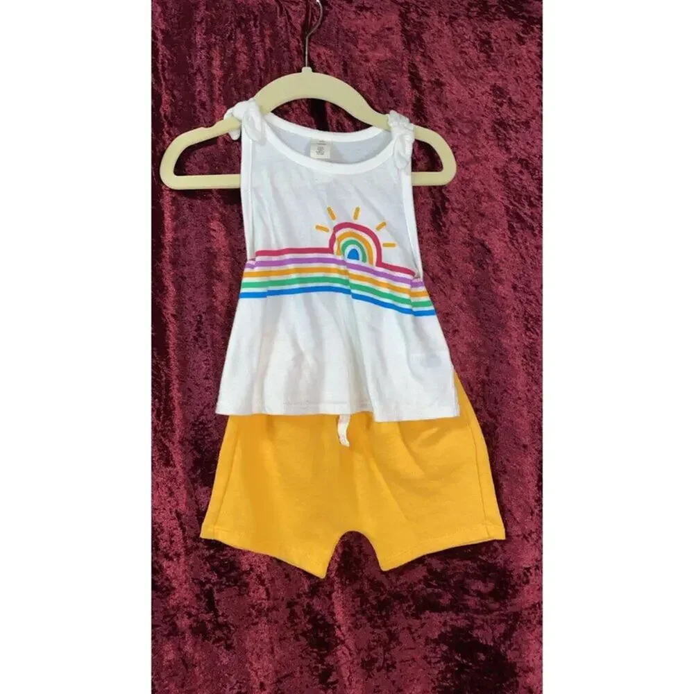 Tucker + Tate Girls' rainbow bividi and shorts set. - Picture 2 of 5